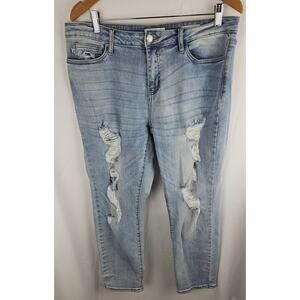 Judy Blue Jeans Womens 13 31 Blue Boyfriend Fit Light Wash Distressed JB8878